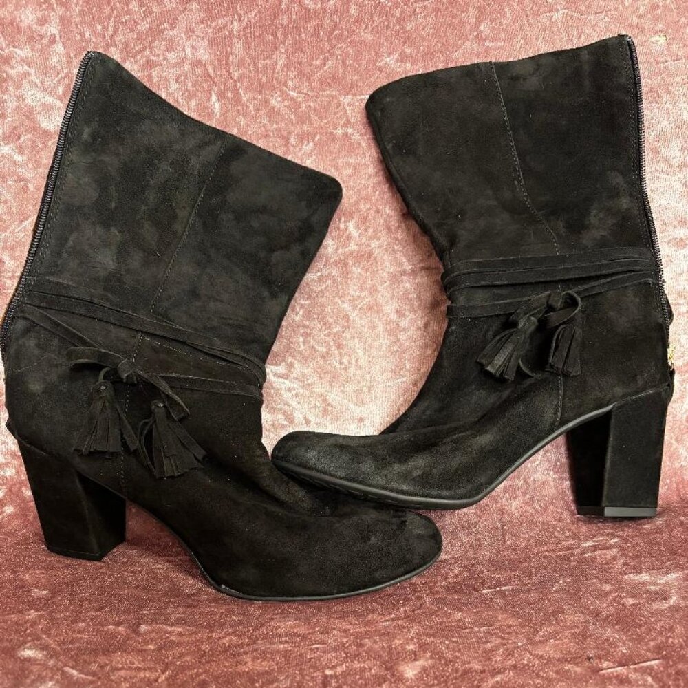 Ono Suede Black Heeled Boots